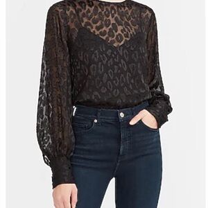 Express Black Sheer Leopard Blouse
